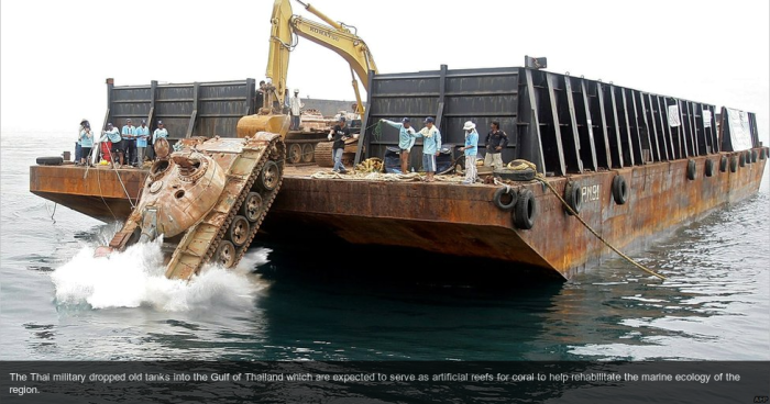 Making an artificial reef in Thailand