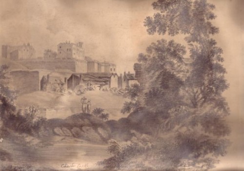 Part of an original pencil drawing, dated 1820, by Emily Lister