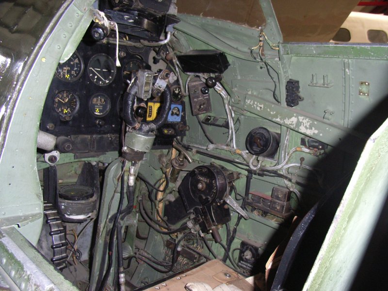 Shows inside of cockpit of Spitfire