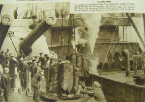 Coaling on HMS Bellerophon, WWI